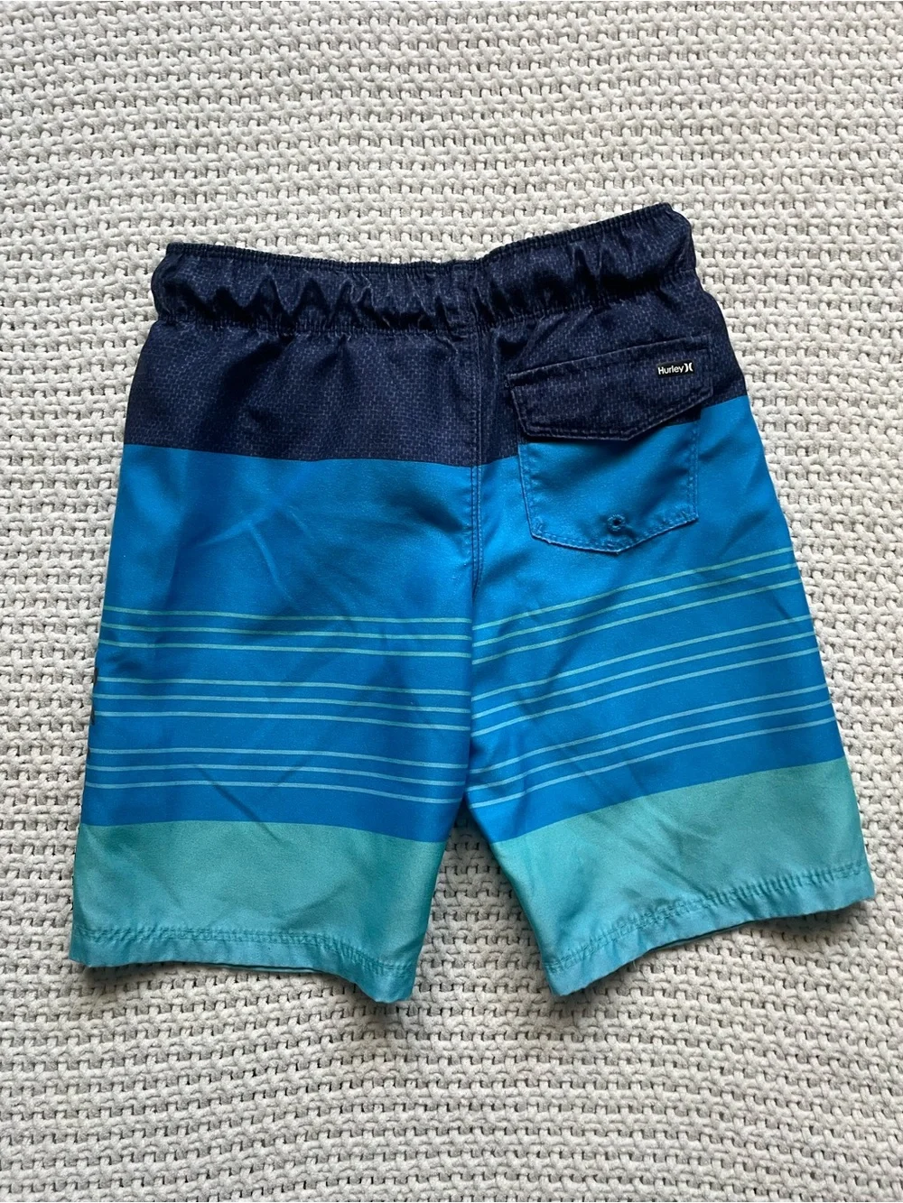 Hurley Boys' Blue Gradient Swim Set with White (Shark Graphic) Rash Guard